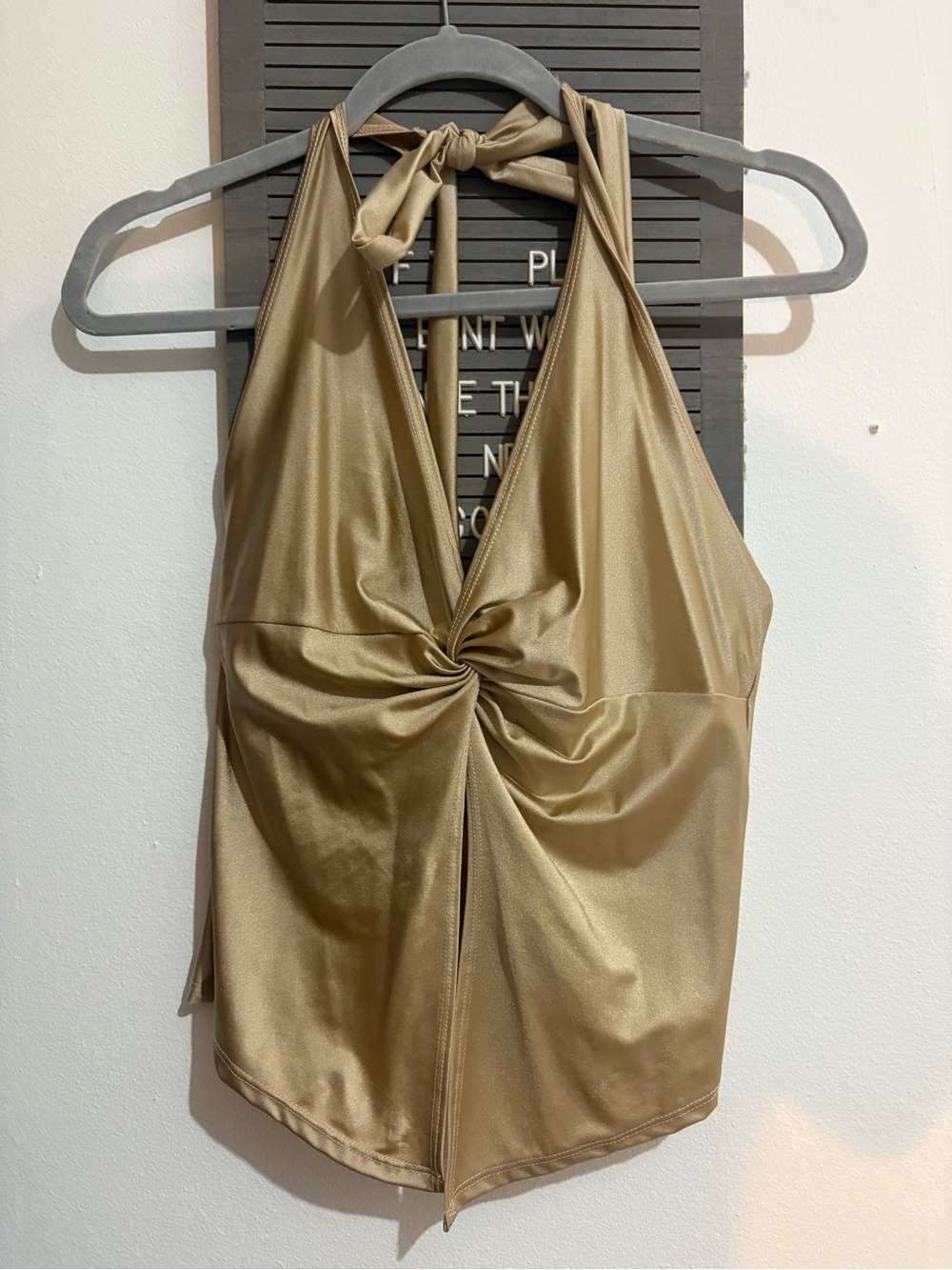 Gold Halter Twist-Front Women's Camisole